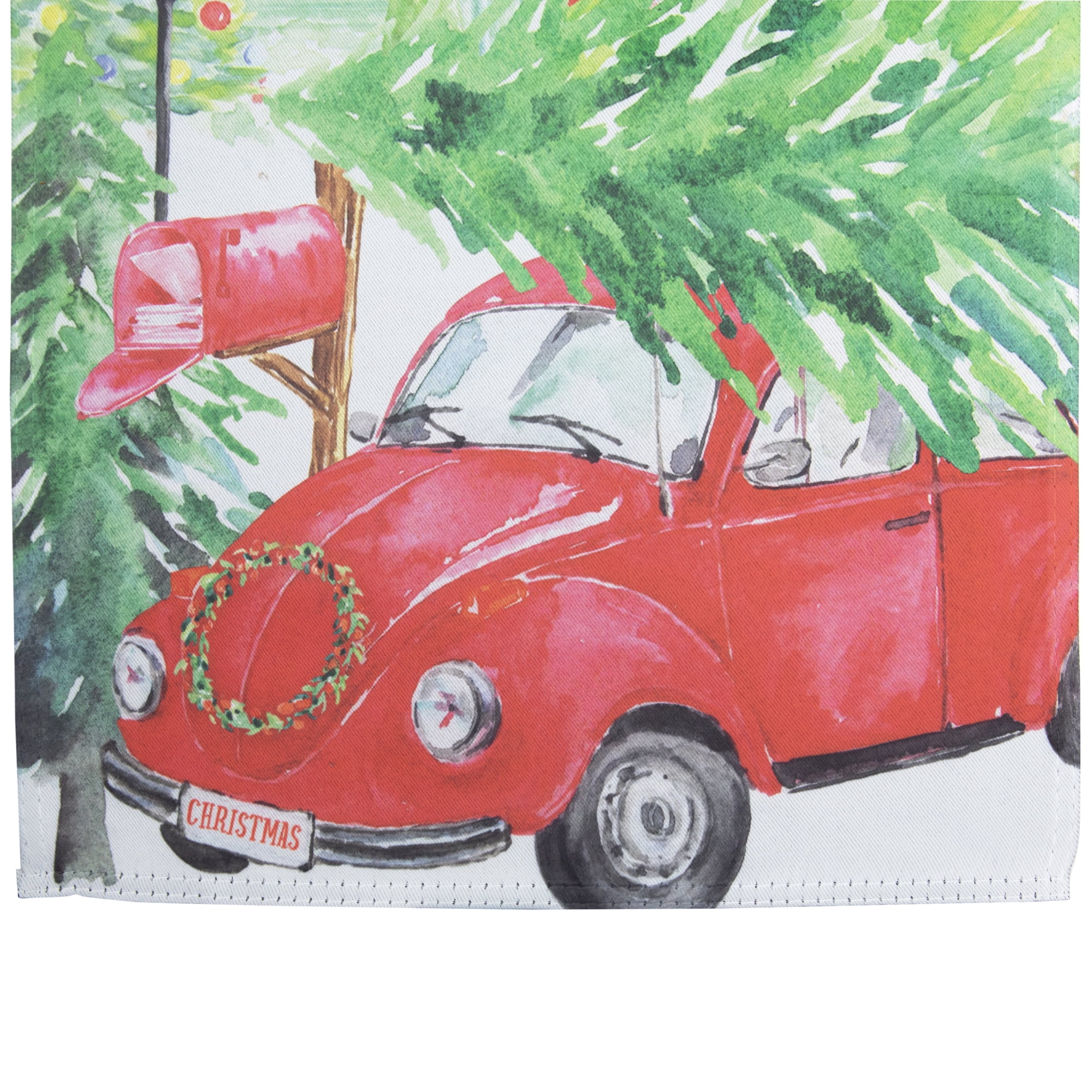 Red Car and Christmas Tree Outdoor Garden Flag 12.5" x 18"