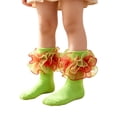 thumbnail image 2 of Yuaguia Girls Lace Trim Breathable Princess Dance Socks, Cute Ruffle Short Socks for Kids Daily Wear, Party Events, and Spring Dance Performance Accessories, Green 8-10 Years, 2 of 4