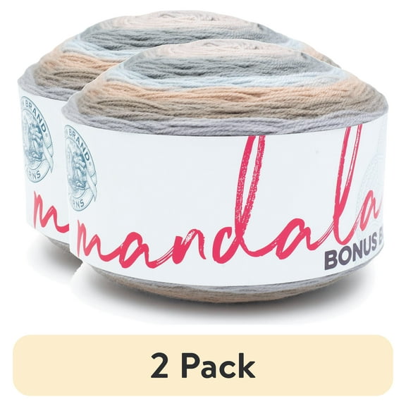 (2 pack) Lion Brand Yarn Mandala Bonus Bundle Chewy 125-262E Acrylic Light DK 1181yd 10.5oz Yarn