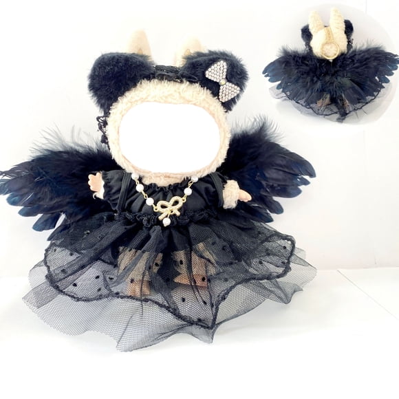 NAOJIE Clothes for 17cm Dolls Accessories,Outfit Set 2 Pieses Gauze Dress (No Doll),Romantic Skirt Doll Clothing Set (Black)
