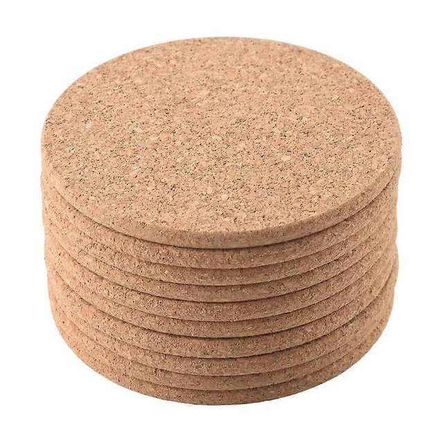Juego de 10 posavasos de corcho para bebidas - Absorbentes y reutilizables - 90 mm de diámetro y 5 mm de grosor.