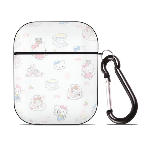 Hello kitty AirPods 2nd Generation Protective Case (Hard Shell Black) AirPods Protective Case PC Protective Case Buckle, Compatible with Apple AirPods 2nd Generation Charging Box
