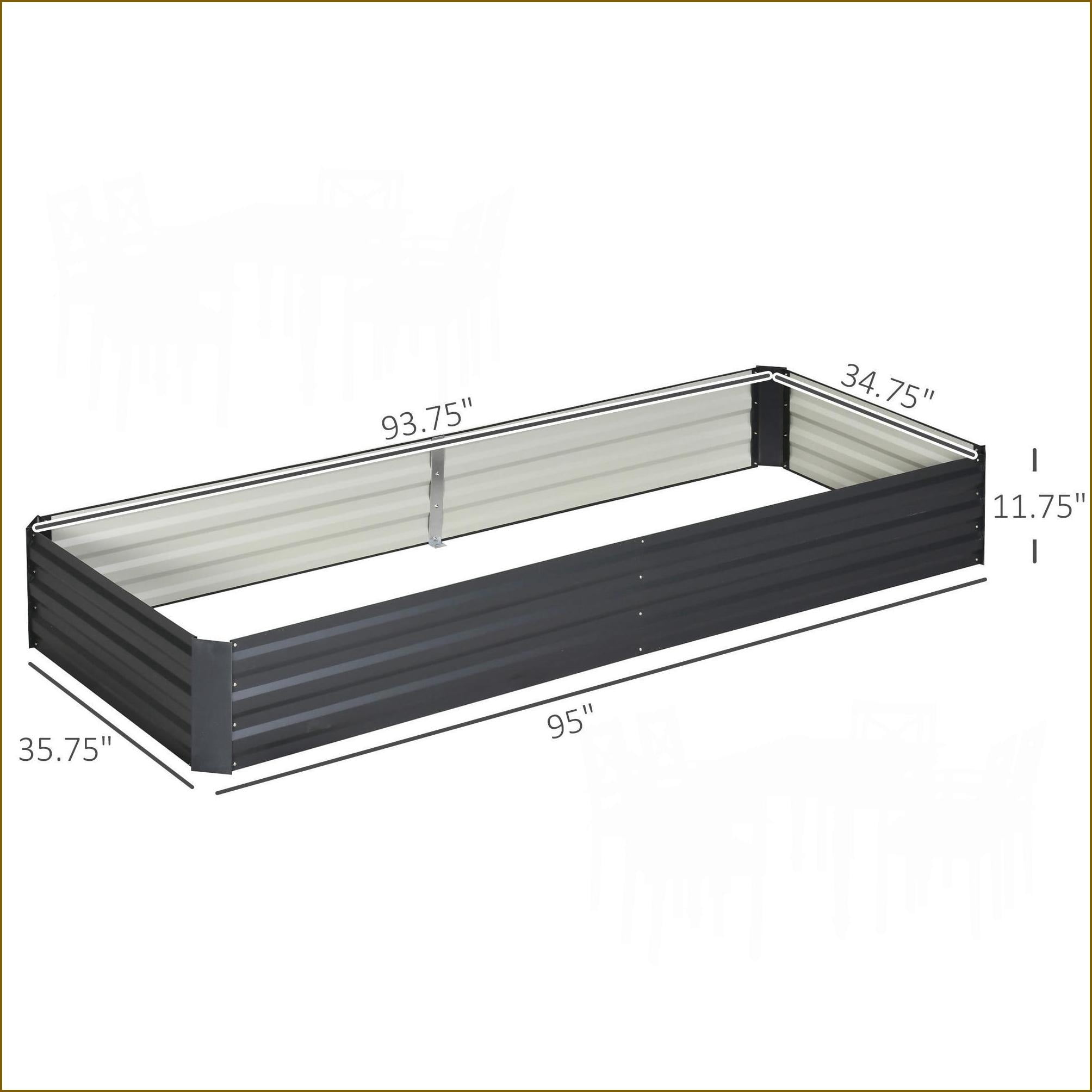 Raised Garden Bed | 7.9' x 3' Galvanized Planter Box for Backyard Patio Vegetables Flowers Herbs | slate gray | Steel
