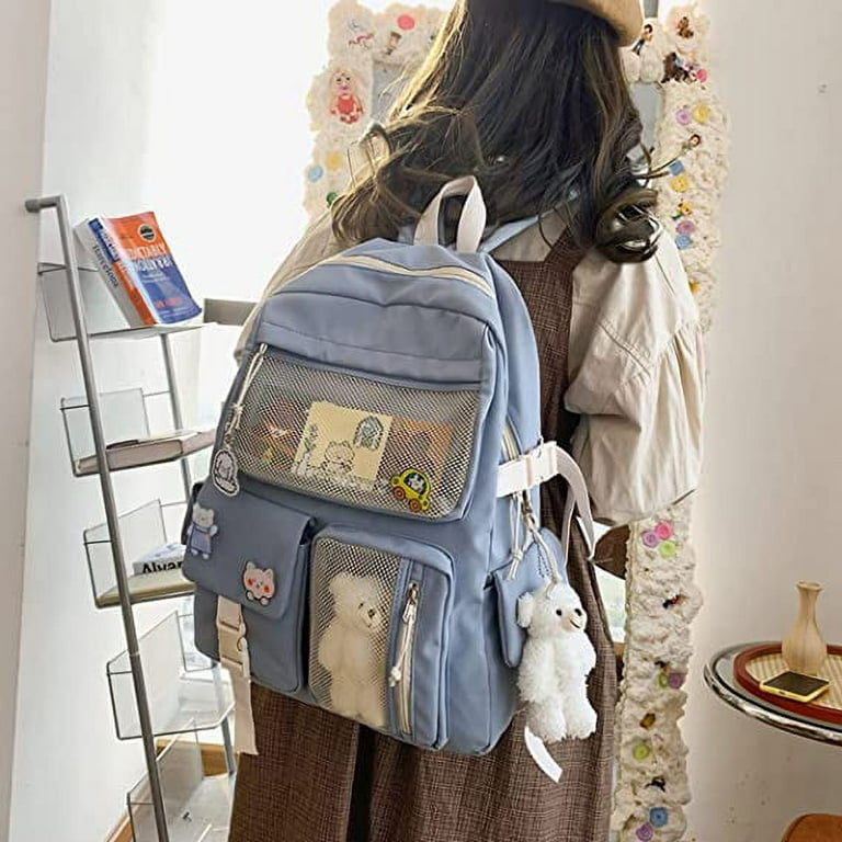 Kawaii Backpack with Kawaii Pin and Accessories Backpack Cute Aesthetic Backpack  Cute Kawaii Backpack for School