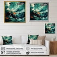 thumbnail image 4 of Designart "Waves of Rolling Surf III" Abstract Framed Wall Art - Green Abstract Modern Waves Entryway Framed Wall Art, 4 of 6
