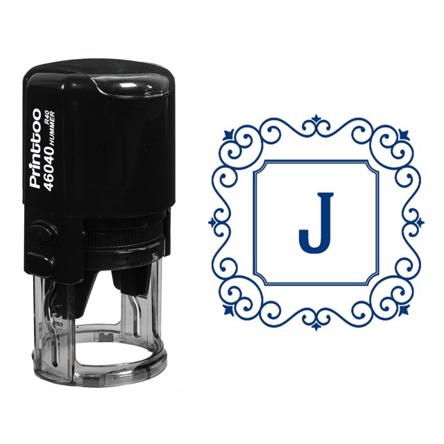 Printtoo R-40 Square Swirl Border Alphabet J Monogram Initial Office Stationary Self Inking Rubber Stamp