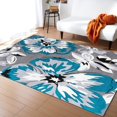 thumbnail image 1 of Teal Grey Flower Large Area Rugs, Watercolor Retro Runner Rugs, Non-Slip Floor Throw Mat, Rectangle Carpet for Living Room, Bedroom, Hallway Front Entrance, Kitchen, Dining, 4' x 5'3", 1 of 7