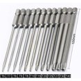 thumbnail image 2 of Juego de 11 puntas Torx largas para destornilladores y atornilladores eléctricos - Puntas magnéticas - Vástago hexagonal de 1/4" - Tamaños T6 a T40 - Longitud 100 mm, 2 of 5