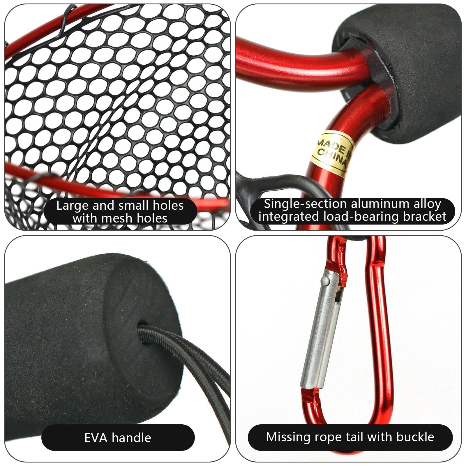 Yihuala Fishing Net Landing Net, Aluminum Handle EVA Grip Silicone Dip Fishing Net for Freshwater Saltwater Fly Fishing Net