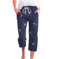 thumbnail image 1 of YDLCAFD Women's Spring And Summer Printed Lace Up Pocket Loose Wide Legged Capris (3), 1 of 4