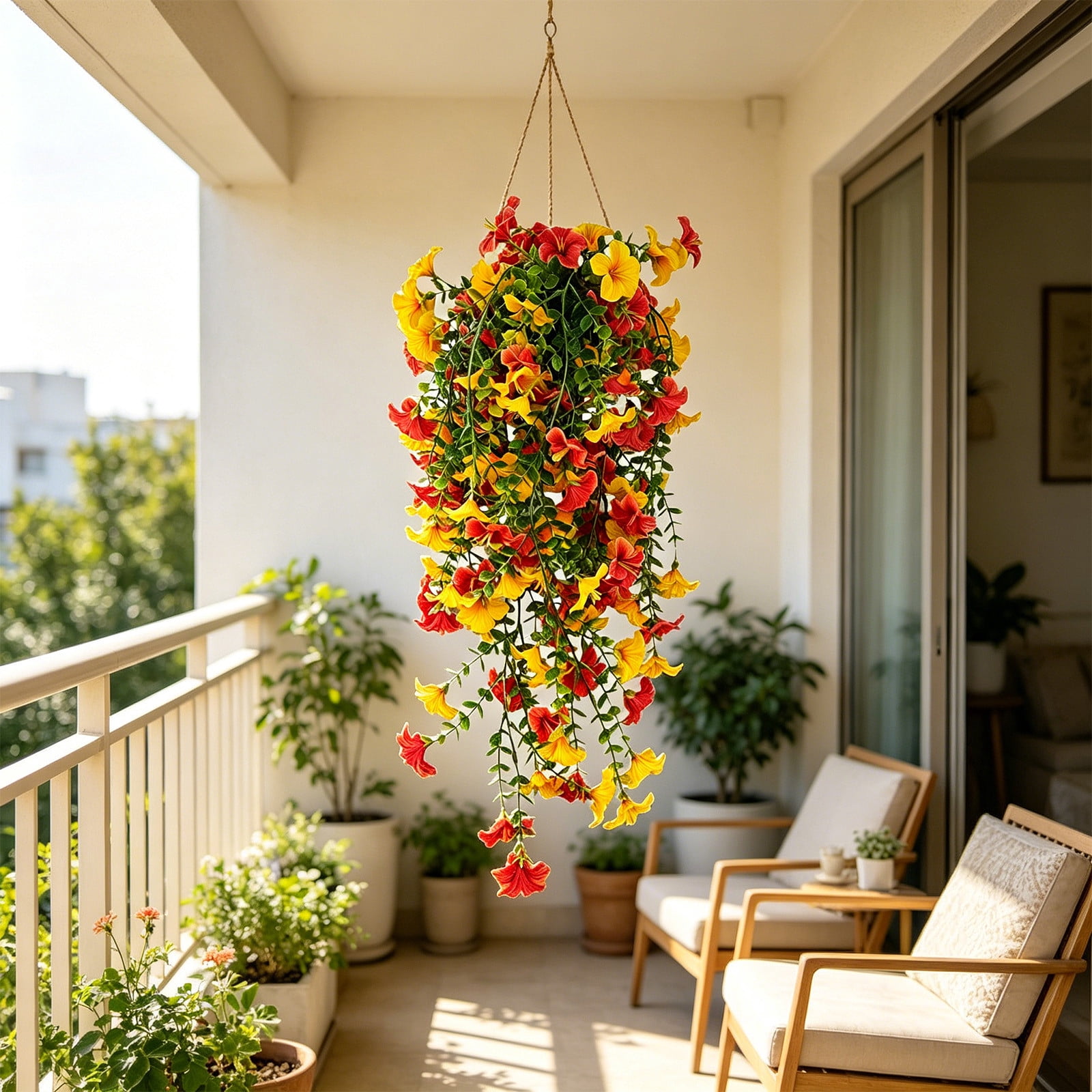 SLYNSHome Outdoors Flowers Home Decorations Artificial Hanging Lilys Flowe UV Resistant Faux Silk Plants for Garden Porch Fence Wedding Wall Spring Summer Decor - Orange