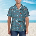 thumbnail image 2 of Fuzoiu Bullfinches Branches And Balls Print Hawaiian Shirt for Men, Summer Beach Casual Short Sleeve Button Down Shirts, Men’s Beach Summer Shirts with Pocket,Large, 2 of 7