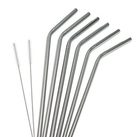 Stainless Steel Drinking Straws - Fits Ozark Trail, Yeti and RTIC 30 oz. Tumbler - Strong Reusable Eco Friendly, Set of 6 with 2 Cleaning Brushes by Decodyne (10")