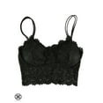 thumbnail image 4 of Luxtrada Womens Sexy Lace Floral Half Camisole Padded Bra Sexy Spaghetti Strap Bra Top V-Neck Bustier Crop Top (Black,L), 4 of 7