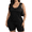 Black, variant on Cuteduck Women's Plus Size Outfit Sets Summer Sleeveless Crew Neck Loose Fit Casual Two Piece Lounge Suit with Pockets & Printed Pattern 1X-4X