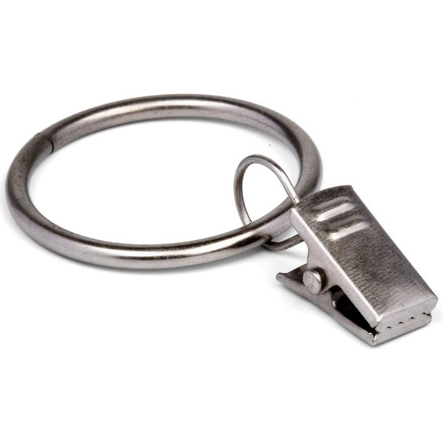 Curtain Rings with Clip - Set of 28,Interior Diameter 1.26",Fits for 1-Inch Metal Rod - Satin Nickel