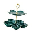 thumbnail image 4 of WeiLaiKeQi Tiered Ceramic Cake Stand Afternoon Tea Stand for Tea Party Wedding Birthday 2 Tier Green, 4 of 9