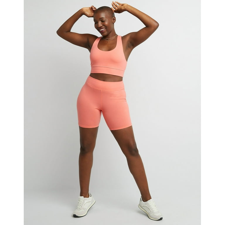 Hanes Originals Women s High Rise Bike Shorts Concentrated Coral