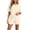 Beige, variant on FAHUOMU Womens Pajamas Set 2 Piece Short Sleeve Crewneck Tops With Elastic Waist Shorts Sleepwear Soft Breathable Loungewear