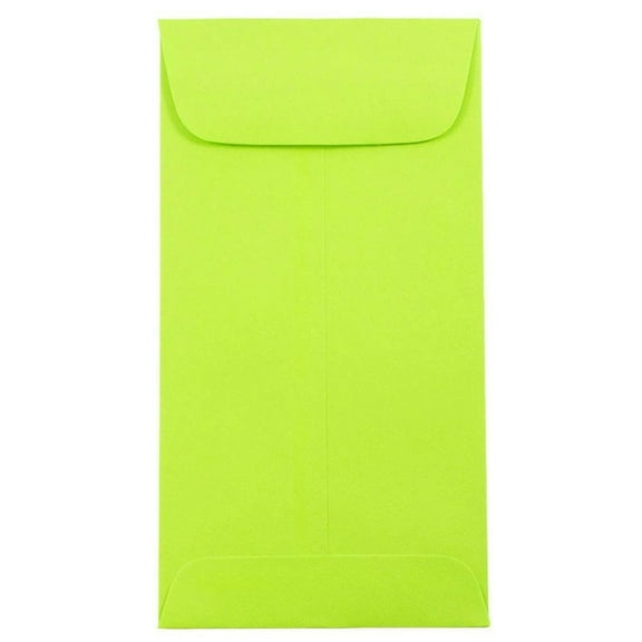 JAM Paper No. 7 Coin Envelopes, 3 1/2 x 6 1/2, 100/Pack, Lime Green