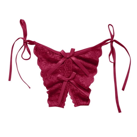 GHSOHS Womens Underwear Thongs Cotton Underwear Tummy Control Women s Hollow out Flroal Lace Thongs Panties Large Size Extra Long Lace Up Adjustable Panties Underwear Hipster Briefs Panty O