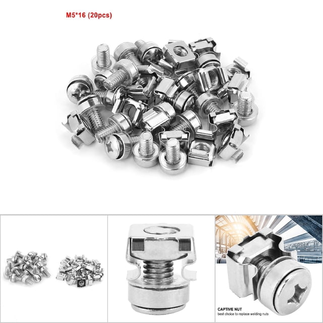 Cage Nut,20pcs set Network Cabinet Rack Screw Nut Caged Screw Nut True Excellence