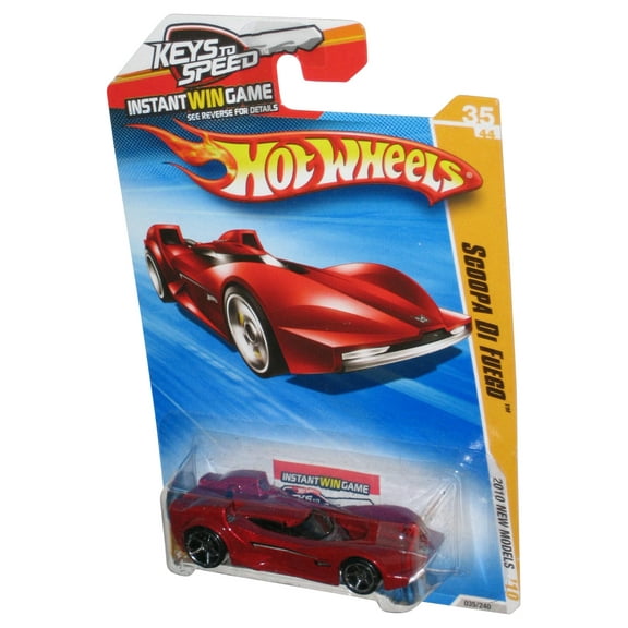 Hot Wheels 2010 New Models Red Scoopa Di Fuego Toy Car 035/240 - (Keys To Speed Card)