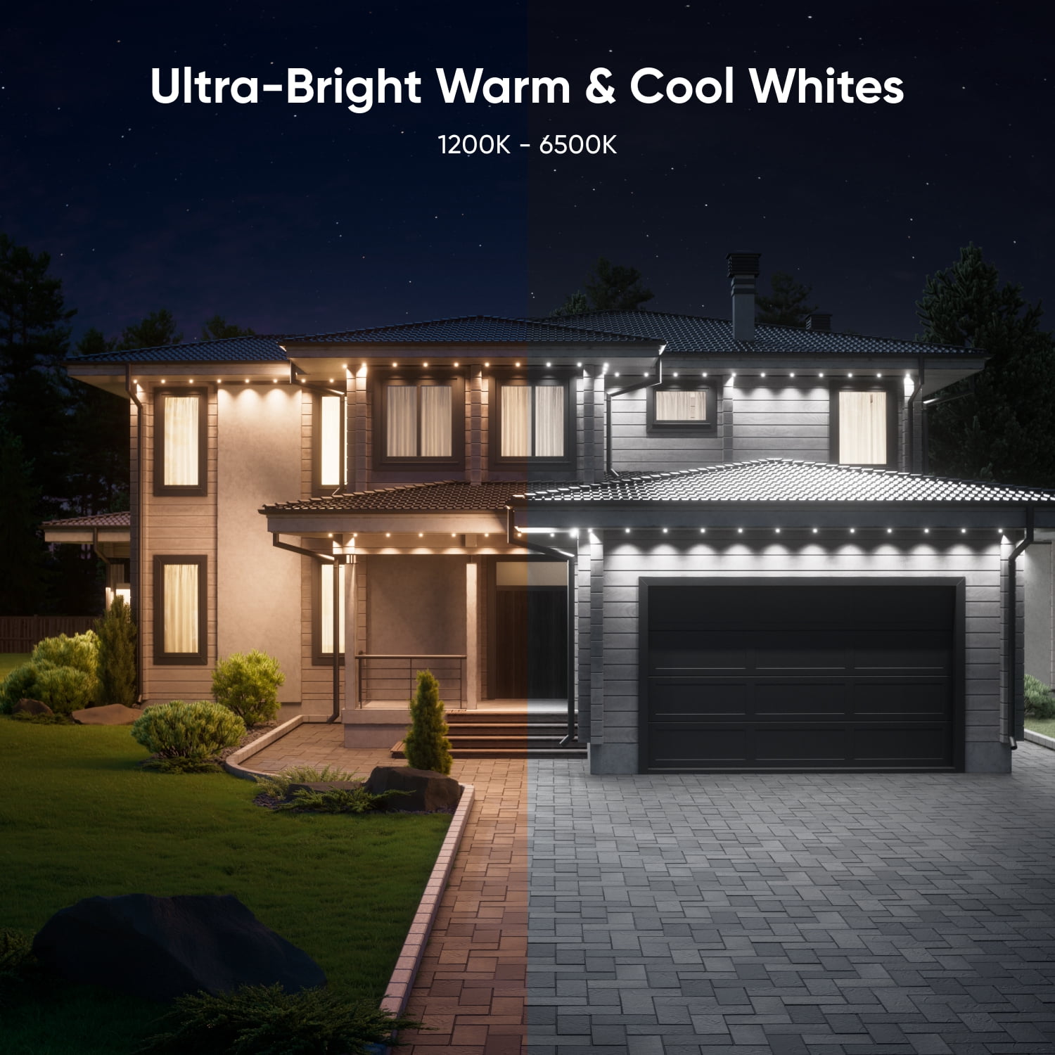 Nanoleaf 100ft Matter Smart Multicolor Permanent Outdoor Lights Smarter Kit with Side Clips – Plug-in RGBICW Addressable LED Pucks, Cuttable & Extendable