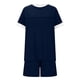 thumbnail image 4 of Tops de Cuello Redondo para las Mujeres Casual de Manga Corta Y Pantalones Cortos con Cordón de Dos Piezas Color Bloqueado Conjunto, 4 of 9