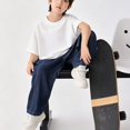 thumbnail image 3 of UACY Boys Baggy Jeans Teen Casual Loose Straight Wide Leg Denim Pants Y2K Vintage Elastic Waist Cargo Style (Blue, 13-14 Years), 3 of 8