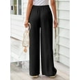 thumbnail image 6 of TEMOFON Pants for Women Wide Leg Linen Pant Black Summer Casual Palazzo Flowy Pants with Pocket Drawstring Loose Lightweight Pants XL, 6 of 11
