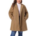 thumbnail image 1 of Abrigos de invierno para mujer de talla grande Agnes Orinda, abrigo elegante de trench con solapa y un solo botón, 1X color camel, 1 of 6