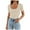 Beige, variant on Women Summer Tops Women Short Sleeve Square Neck T Shirts 2024 Summer Slim Fitted Ribbed Knit Basic Casual Tee Tops Shirt Casual Athletic Compression Sleeve Loose Women's Long Shirts White M