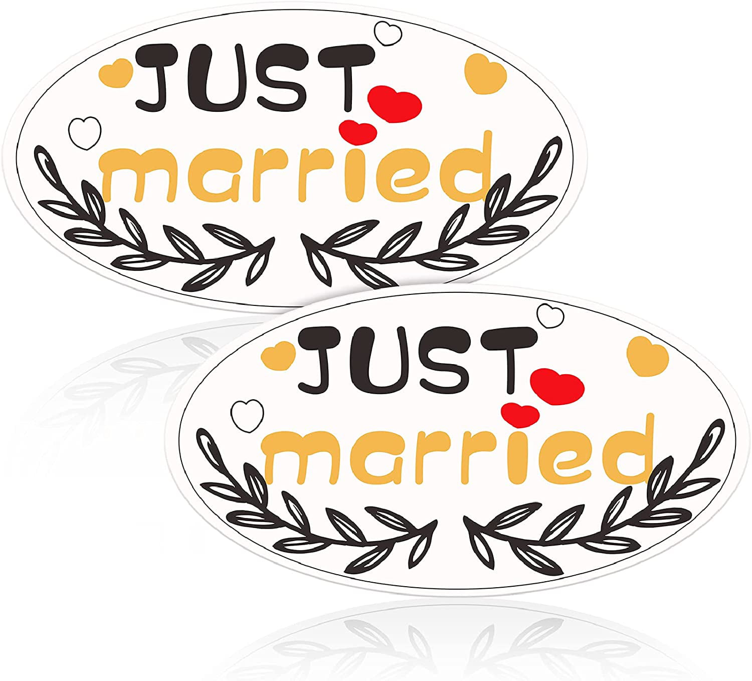 20 Pieces Just Married Sign Car Magnets Red Heart Garage Door Magnets Decals Ornate Wedding Car Decorations Just Married Door Sign for Honeymoon Anniversary Wedding Party Panel Tailgate Decor 