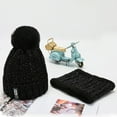 thumbnail image 6 of Sinhoon Womens Pom Beanie Hat Scarf Set Girls Cute Winter Ski Hat Slouchy Knit Cap with Fleece Lined Black, 6 of 7
