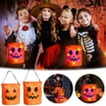 thumbnail image 4 of LED Halloween Candy Bucket with Light Up Handle, Glow Pumpkin Treat Bag for Kids Trick or Treating, Reusable Party Favor Container (Color Variations-A), 4 of 6