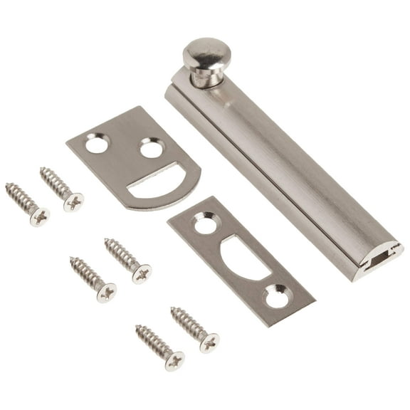 Hickory Hardware Security Slide Latch Door Lock Bolt | 2 Pack | Heavy-Duty Hardware for Flush or Recessed Doors and Gates | 3 Inch | Satin Nickel C63