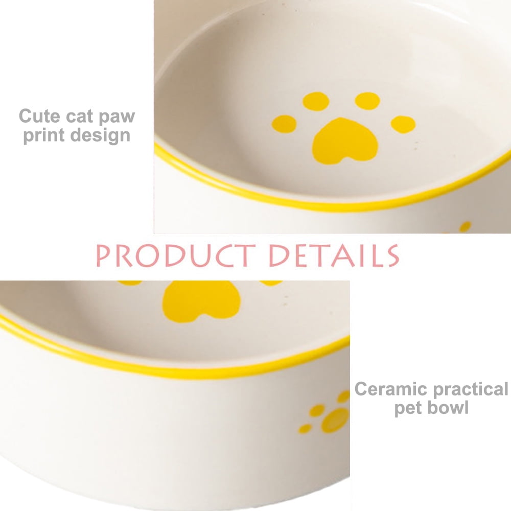 Ceramics Raised Small Dog or Cat Bowls Pet Food Bowlyellow