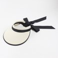 thumbnail image 1 of Sombrero de visera para mujer Sombrero de paja con lazo de ala ancha ajustable Sombrero de playa MABOTO Blanco, 1 of 7