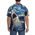 thumbnail image 3 of Fotbe Vintage Starry Sky Shark Camisa Estampada de Manga Corta para Hombre, Casual de Verano, Estilo Playero, Sin Arrugas-Medium, 3 of 5