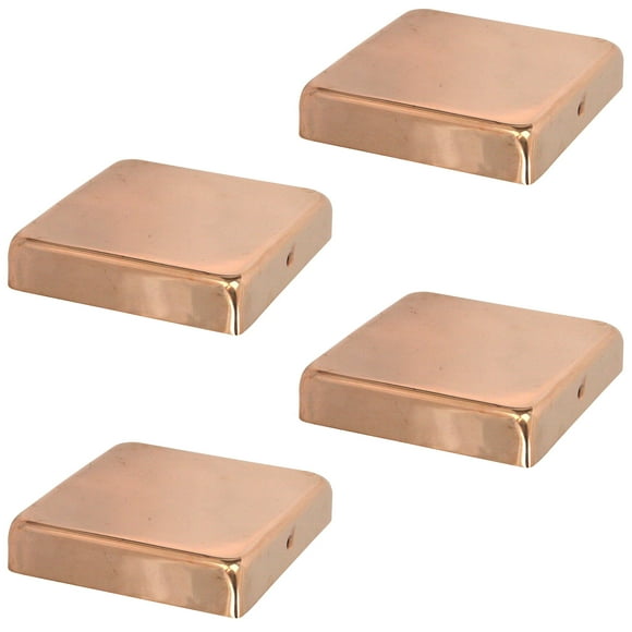 4x4 Copper Flat Top Post Caps (4-Pack) - Extended Lip - Solid Copper - Will Patina Naturally (3-1/2 x 3-1/2) (4, 4x4)