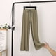 thumbnail image 1 of Pantalones anchos de seda de hielo para mujer, pantalones casuales rectos y sueltos de cintura alta para primavera y verano, pantalones de fregona que adelgazan y combinan con todo, 1 of 5