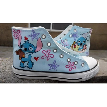 New Animated Lilo & Stitch Cute Sneakers | Adult High Top Canvas Shoes | All-Match Student Sports Training Shoes