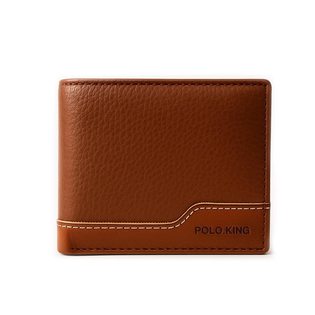 Cartera negra Zip Curve camel de piel sintética Polo King