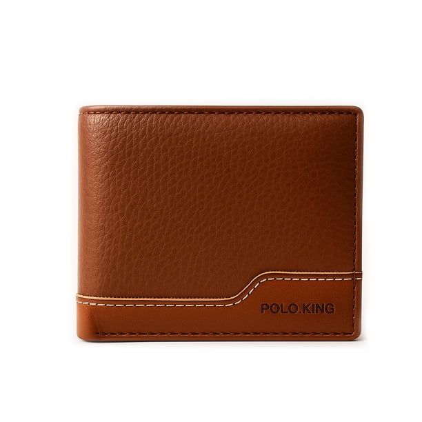 Cartera negra Zip Curve camel de piel sintética Polo King