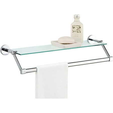 Glass Shelf with Chrome Towel Bar