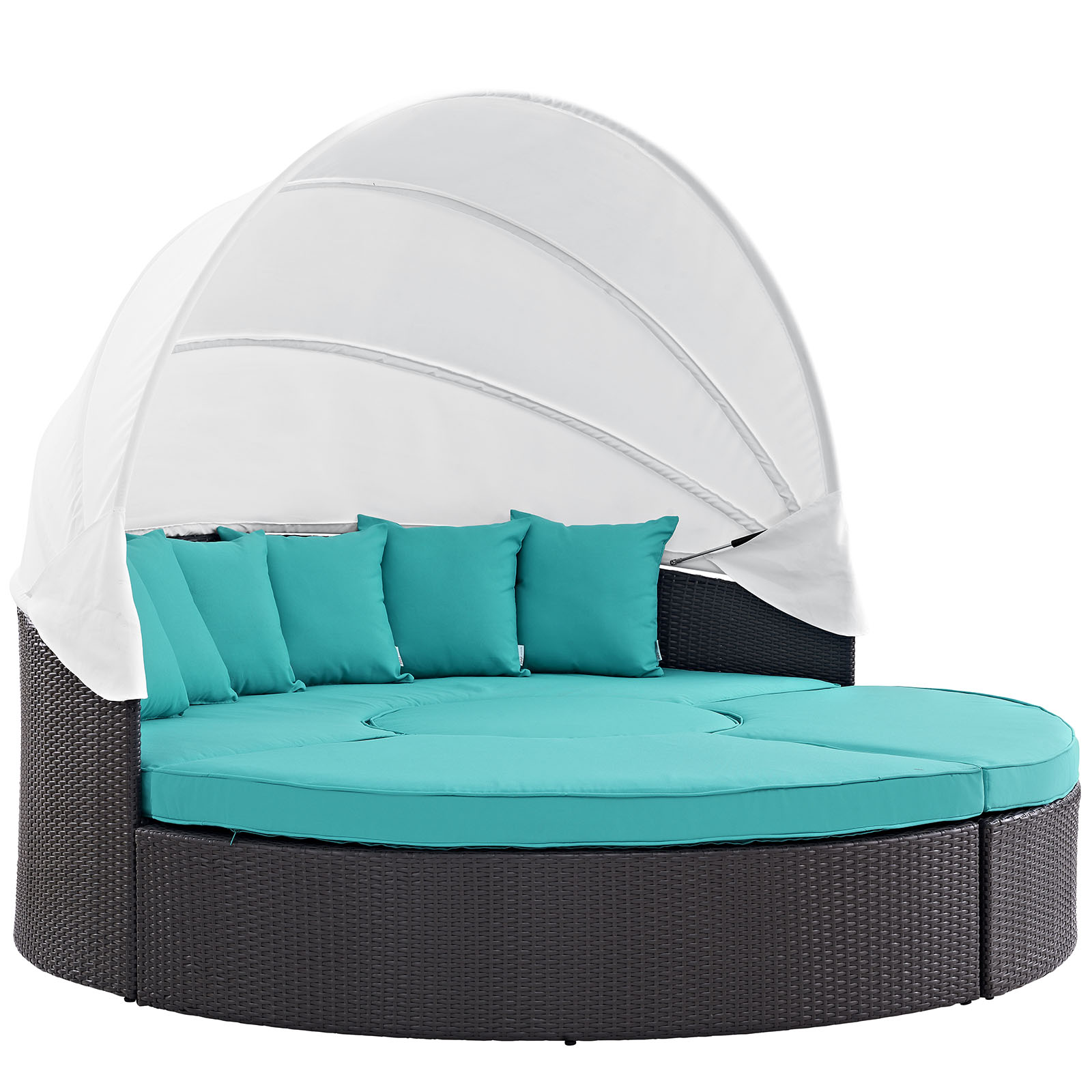 Modway Convene Canopy Outdoor Patio Daybed in Espresso Turquoise - image 2 of 6