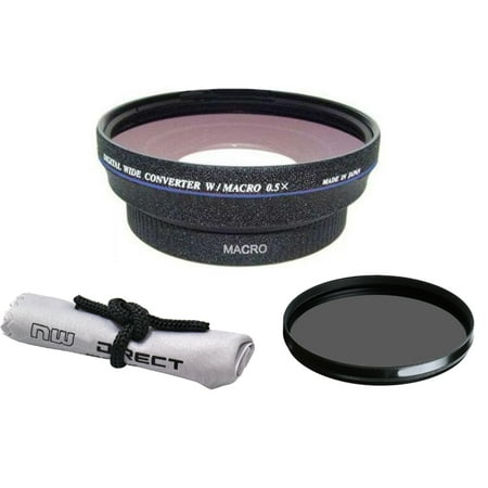 0.5x Wide Angle Lens With Macro + 67mm Circular Polarizing Filter For Canon EF-S 24mm f/2.8 STM HD (High Definition)