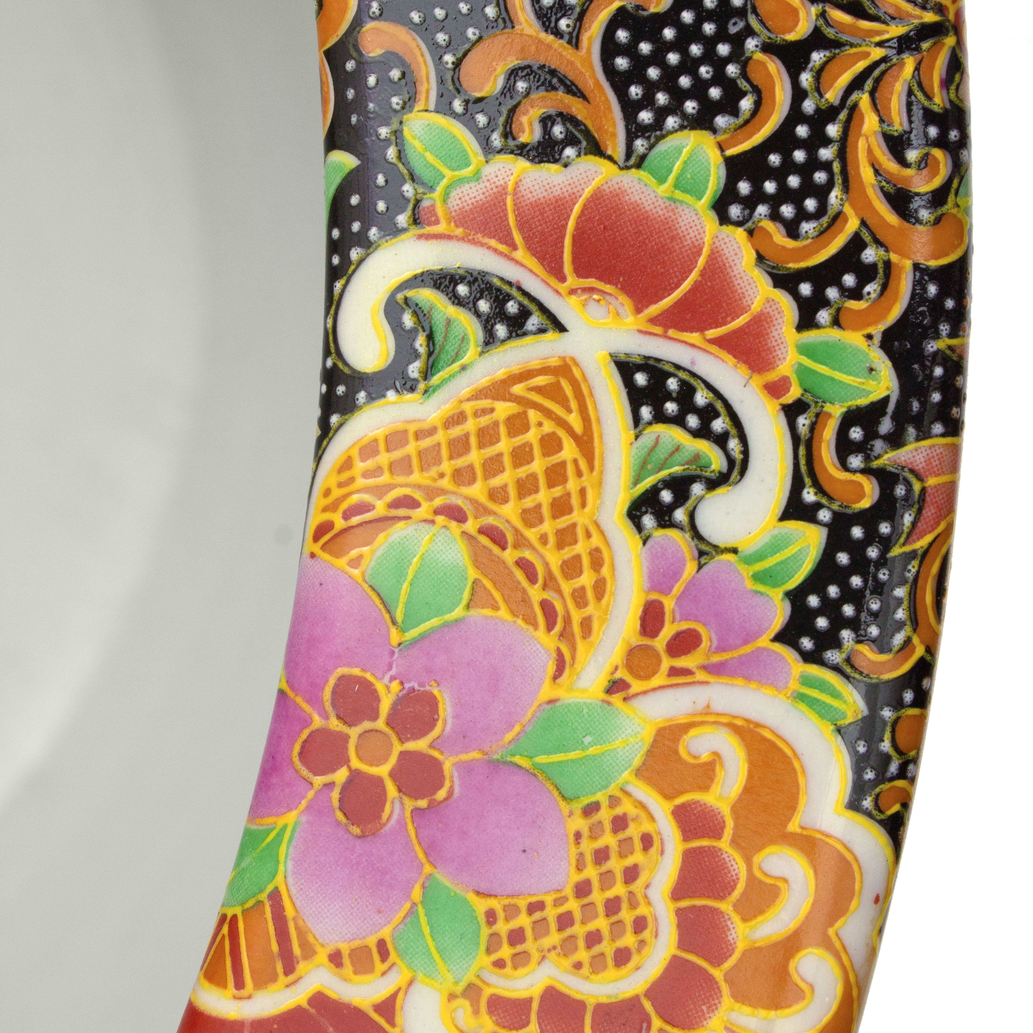 Red Lantern Large 18" Satsuma Garden & Peacock Porcelain Fishbowl Planter
