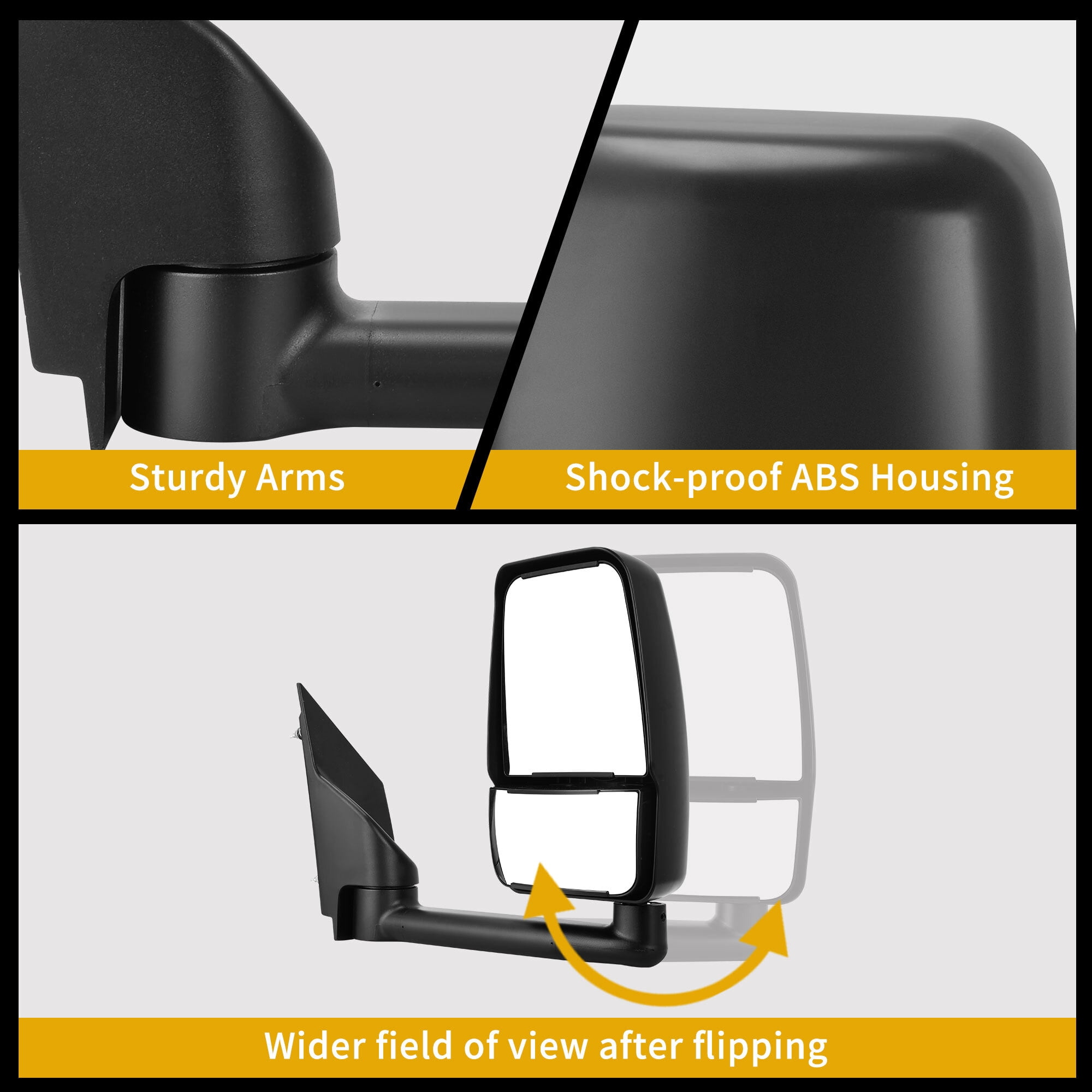 LEDKINGDOMUS  Replacement Power Side Mirror Passenger Right for Chevy Express GMC Savana 1500/2500/3500 2003-2018, Manual Fold Adjustable Convex Glass OEM-Style Plug and Play